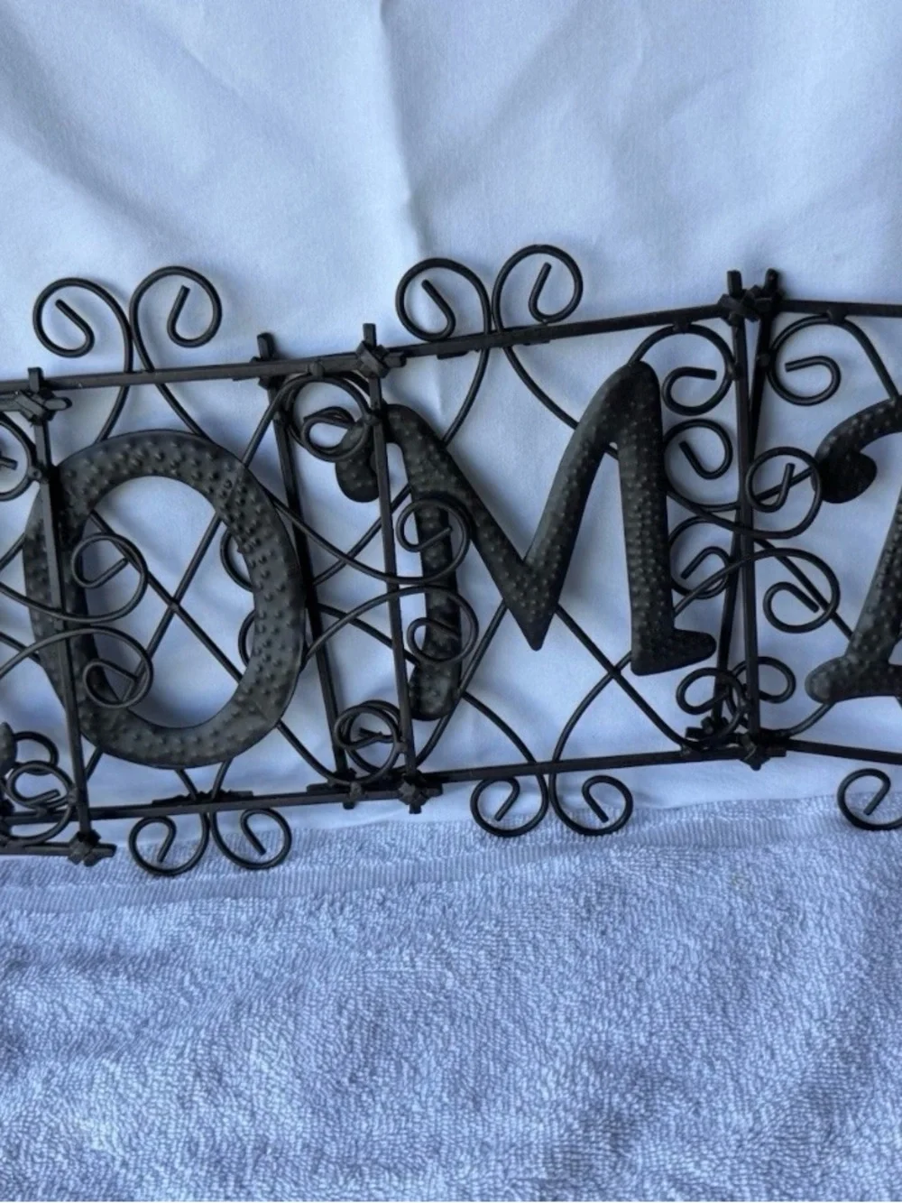 Black Metal HOME Decorative Wall Sign Horizontal Hammered Finish Ready to Hang